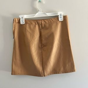 Tan leather skirt